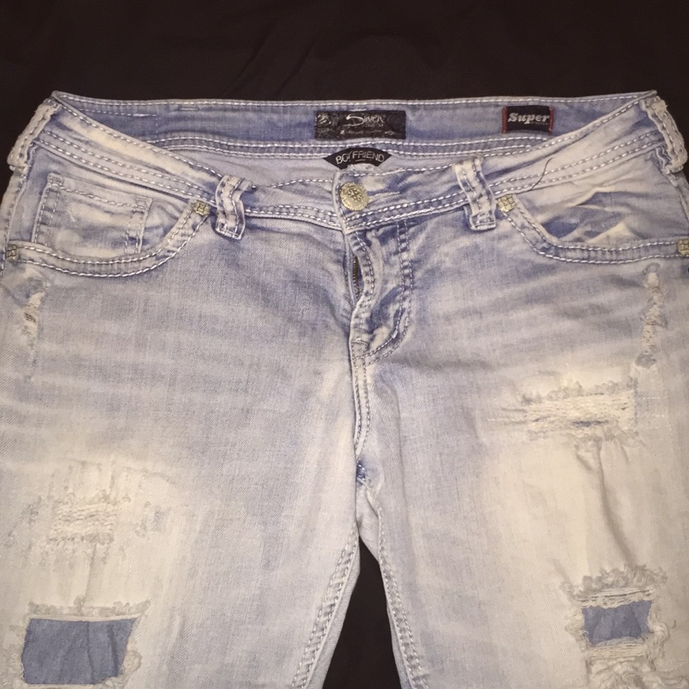 Silver Super Stretch Boyfriend  capris